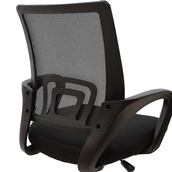 Sedia da ufficio girevole in tessuto con ruote e struttura nera Mesh