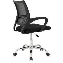 Sedia da ufficio girevole in tessuto con ruote e struttura nera Mesh