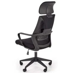 Sedia da ufficio regolabile con ruote in tessuto nero Clay
