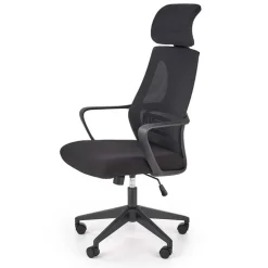 Sedia da ufficio regolabile con ruote in tessuto nero Clay