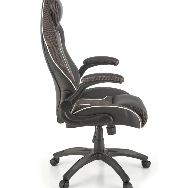 Sedia gaming con ruote e braccioli da ufficio in ecopelle e tessuto nero marrone Victor