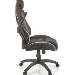 Sedia gaming con ruote e braccioli da ufficio in ecopelle e tessuto nero marrone Victor