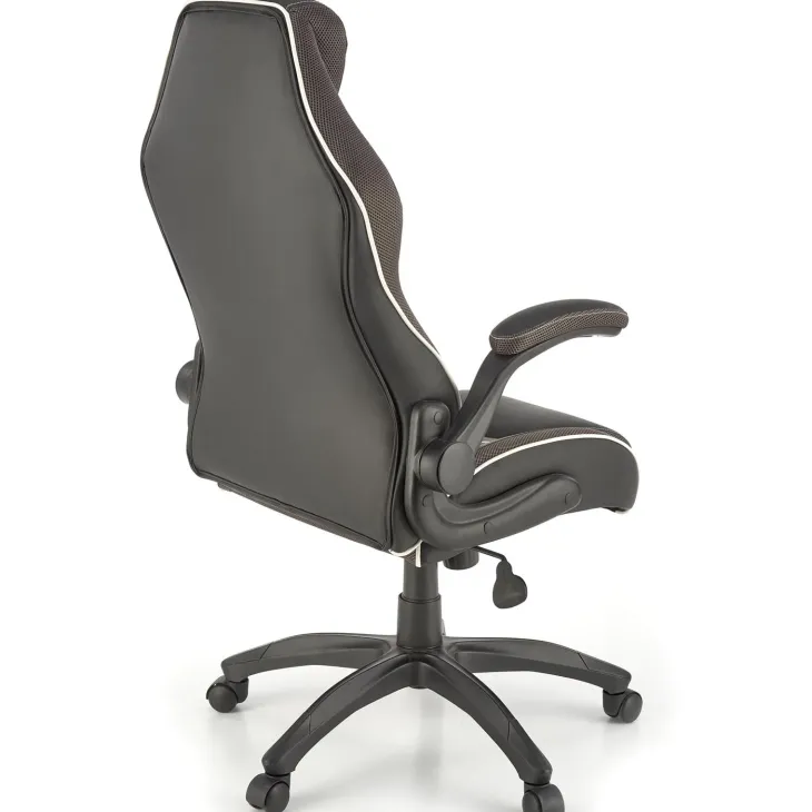 Sedia gaming con ruote e braccioli da ufficio in ecopelle e tessuto nero marrone Victor