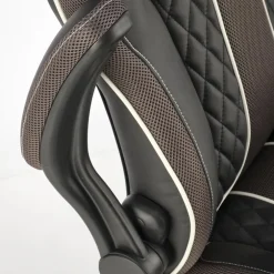 Sedia gaming con ruote e braccioli da ufficio in ecopelle e tessuto nero marrone Victor