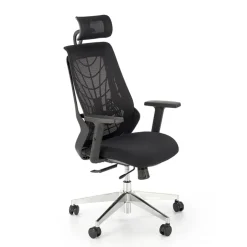 Sedia gaming con ruote regolabile in tessuto nero Riccardi