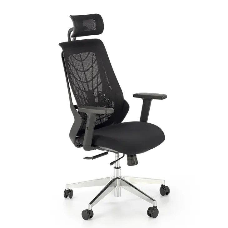 Sedia gaming con ruote regolabile in tessuto nero Riccardi