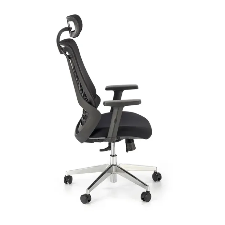 Sedia gaming con ruote regolabile in tessuto nero Riccardi