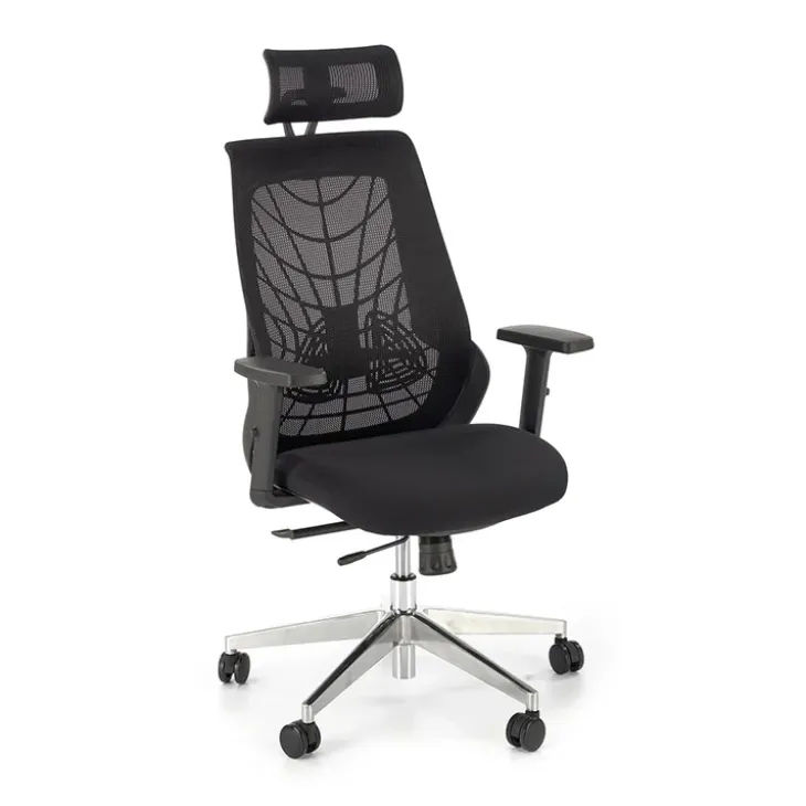 Sedia gaming con ruote regolabile in tessuto nero Riccardi