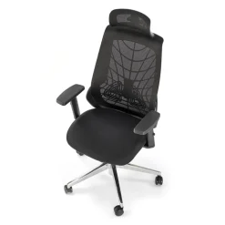 Sedia gaming con ruote regolabile in tessuto nero Riccardi