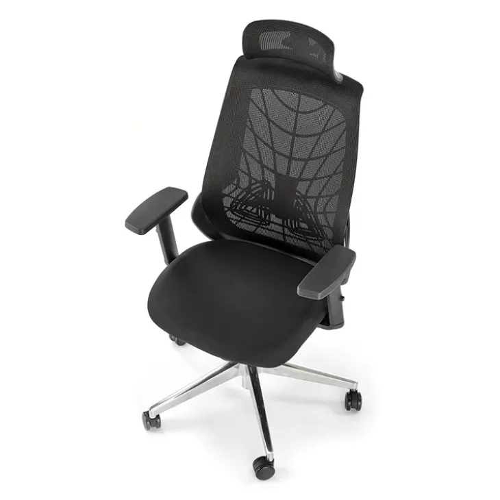 Sedia gaming con ruote regolabile in tessuto nero Riccardi