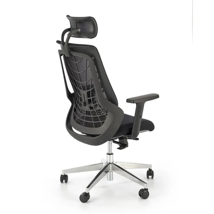 Sedia gaming con ruote regolabile in tessuto nero Riccardi