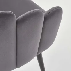 Sedia imbottita design moderno in velluto grigio Alessia