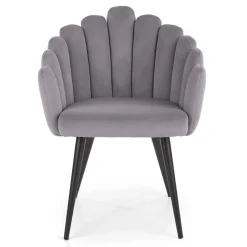 Sedia imbottita design moderno in velluto grigio Alessia