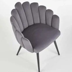 Sedia imbottita design moderno in velluto grigio Alessia