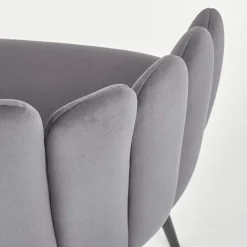 Sedia imbottita design moderno in velluto grigio Alessia