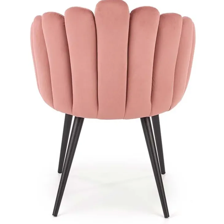 Sedia imbottita design moderno in velluto rosa Alessia