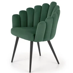 Sedia imbottita design moderno in velluto verde Alessia