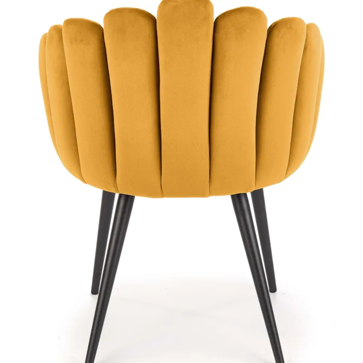 Sedia imbottita design moderno in velluto giallo senape Alessia