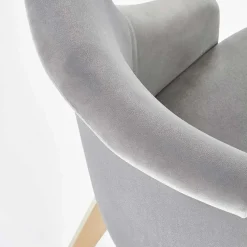 Sedia imbottita in tessuto grigio chiaro rovere miele Belen