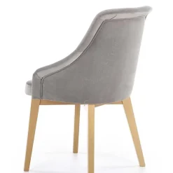 Sedia imbottita in tessuto grigio chiaro rovere miele Belen