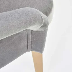 Sedia imbottita in tessuto grigio chiaro rovere miele Belen