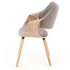 Sedia imbottita in velluto grigio rovere Britta
