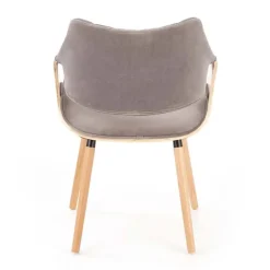 Sedia imbottita in velluto grigio rovere Britta