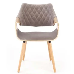 Sedia imbottita in velluto grigio rovere Britta