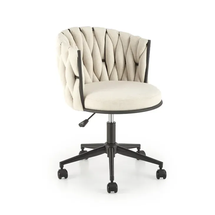 Sedia moderna con ruote regolabile in tessuto beige chiaro nero Monie