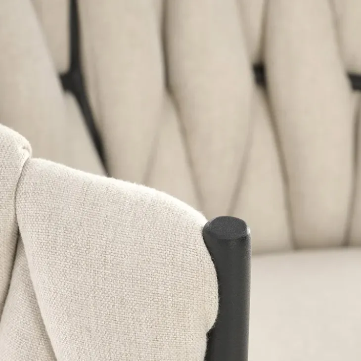 Sedia moderna con ruote regolabile in tessuto beige chiaro nero Monie