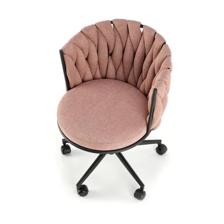 Sedia moderna con ruote regolabile in tessuto rosa nero Monie
