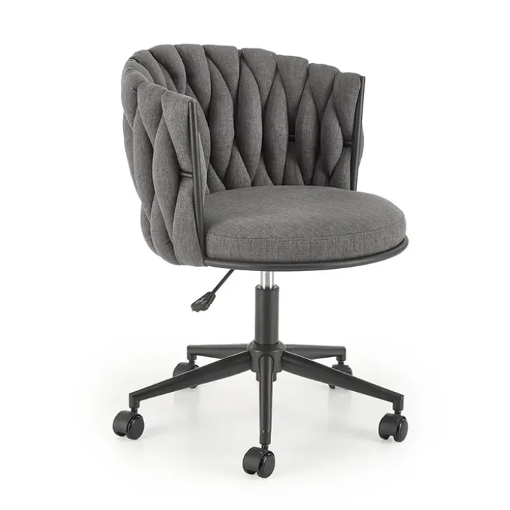 Sedia moderna con ruote regolabile in tessuto grigio nero Monie