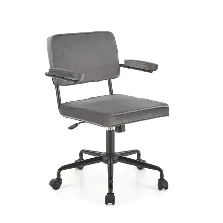 Sedia moderna girevole con braccioli in tessuto grigio Fuego