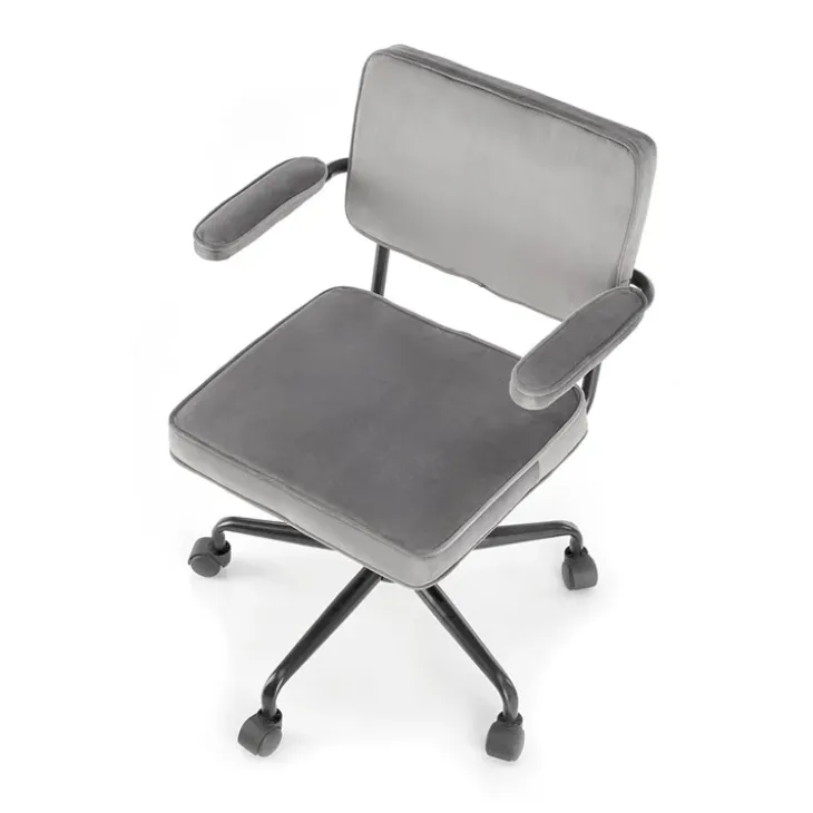 Sedia moderna girevole con braccioli in tessuto grigio Fuego