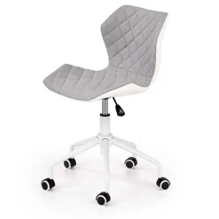 Sedia per scrivania ragazzi con ruote in tessuto ecopelle grigio bianco Bilbao