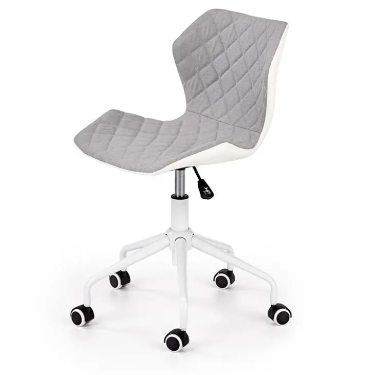 Sedia per scrivania ragazzi con ruote in tessuto ecopelle grigio bianco Bilbao