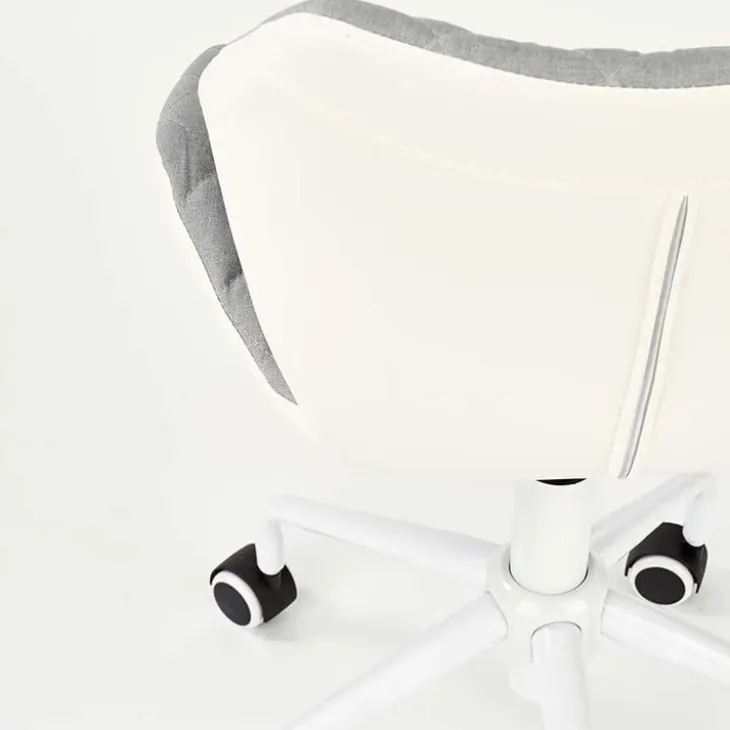 Sedia per scrivania ragazzi con ruote in tessuto ecopelle grigio bianco Bilbao