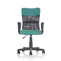 Sedia per scrivania ragazzi con ruote in tessuto grigio verde Rodry