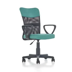 Sedia per scrivania ragazzi con ruote in tessuto grigio verde Rodry