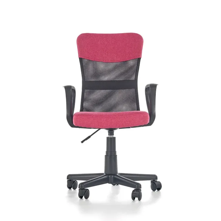 Sedia per scrivania ragazzi con ruote in tessuto grigio rosa Rodry