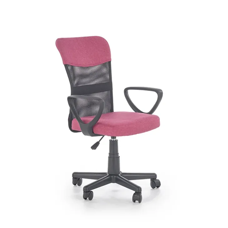 Sedia per scrivania ragazzi con ruote in tessuto grigio rosa Rodry