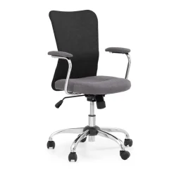 Sedia per scrivania ragazzi girevole in tessuto grigio nero Tuck