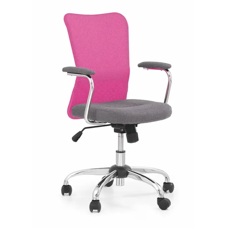 Sedia per scrivania ragazzi girevole in tessuto fucsia nero Tuck