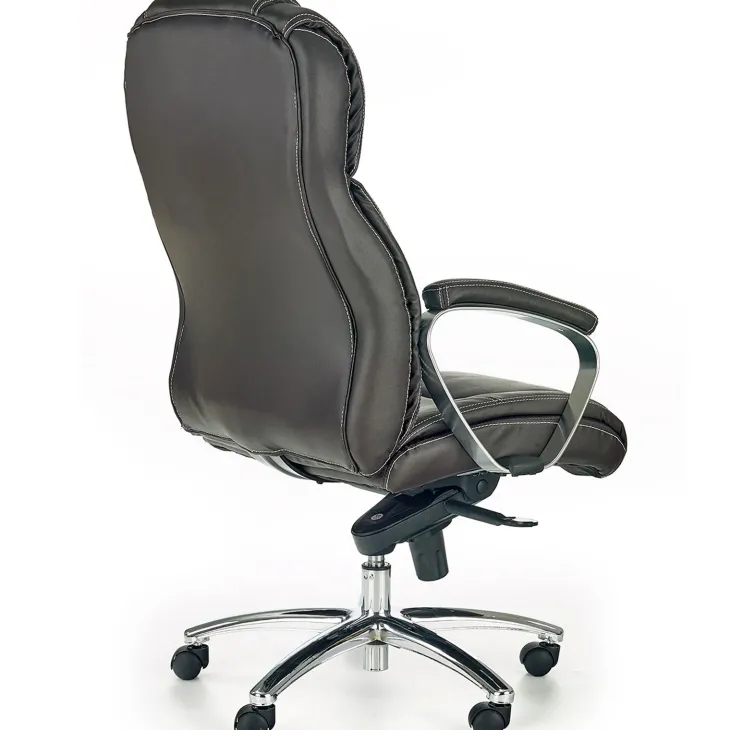 Sedia poltrona da ufficio con braccioli in pelle ecopelle marrone scuro Jasper