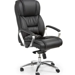 Sedia poltrona da ufficio con braccioli in pelle ecopelle nero Jasper