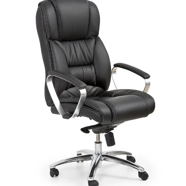 Sedia poltrona da ufficio con braccioli in pelle ecopelle nero Jasper