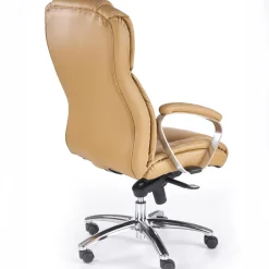 Sedia poltrona da ufficio con braccioli in pelle ecopelle marrone chiaro Jasper