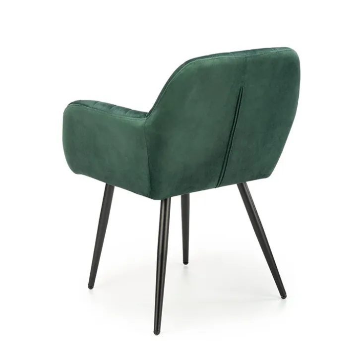 Sedia sala da pranzo con braccioli in tessuto velluto verde scuro Slash