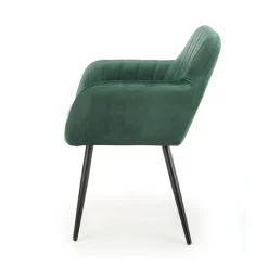 Sedia sala da pranzo con braccioli in tessuto velluto verde scuro Slash