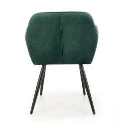 Sedia sala da pranzo con braccioli in tessuto velluto verde scuro Slash